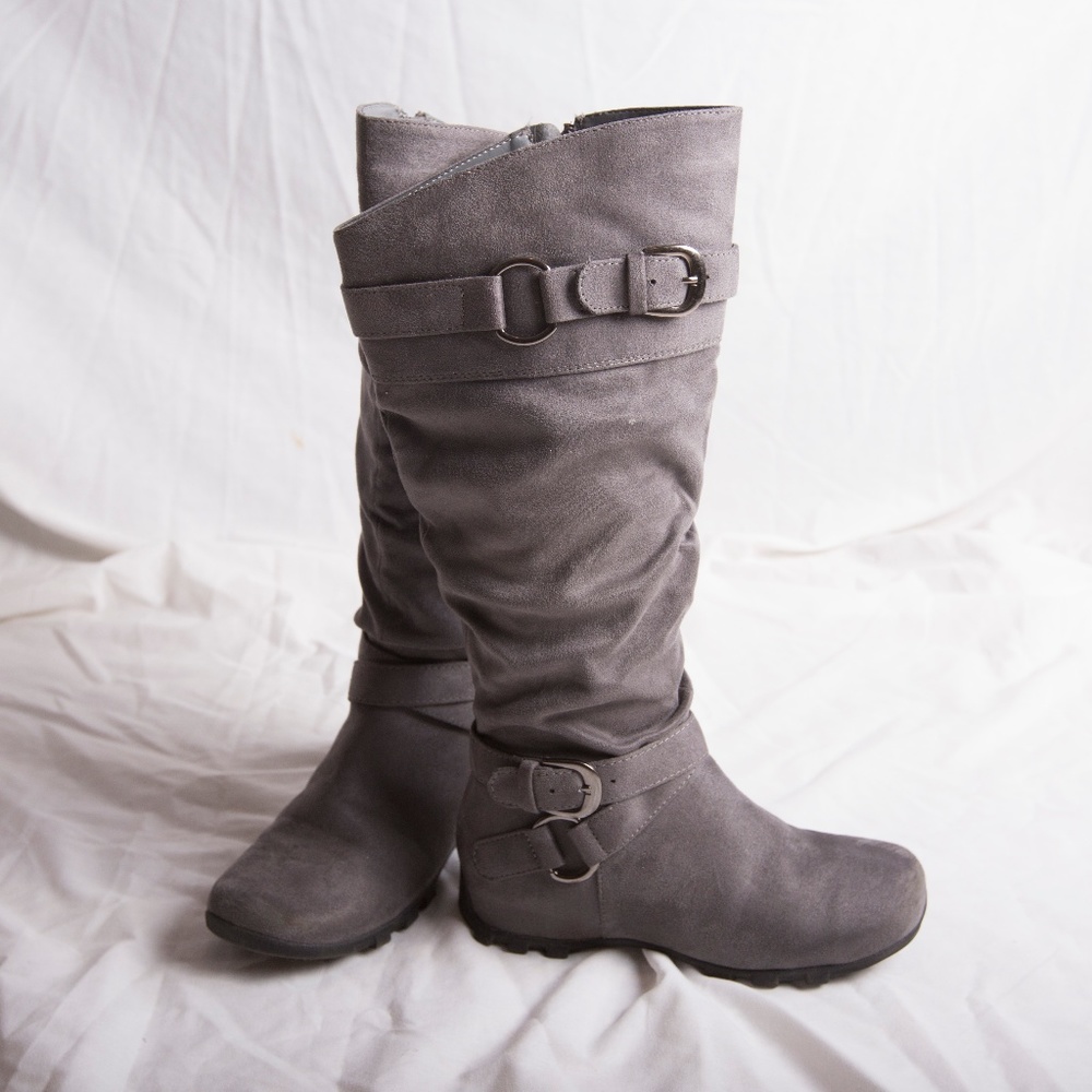 Grey tall boots